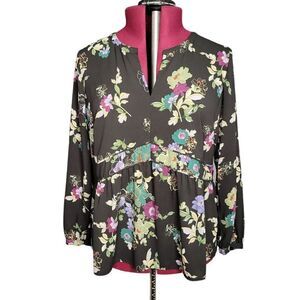 LOFT Plus Floral Peplum Blouse (Size 16)